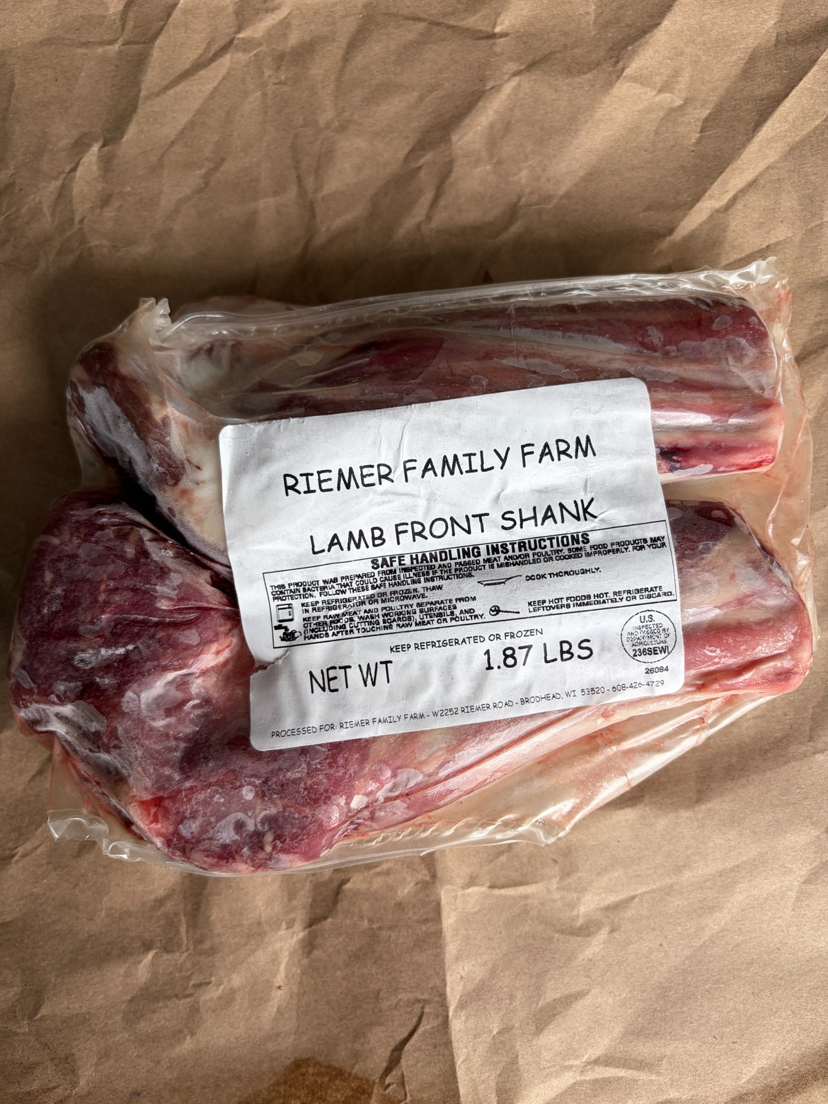 Lamb Fore Shank, frozen pack