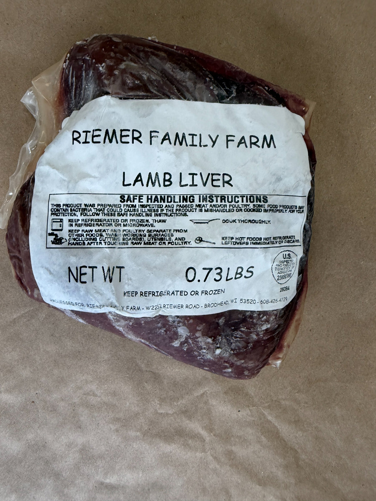 Lamb Liver, frozen pack