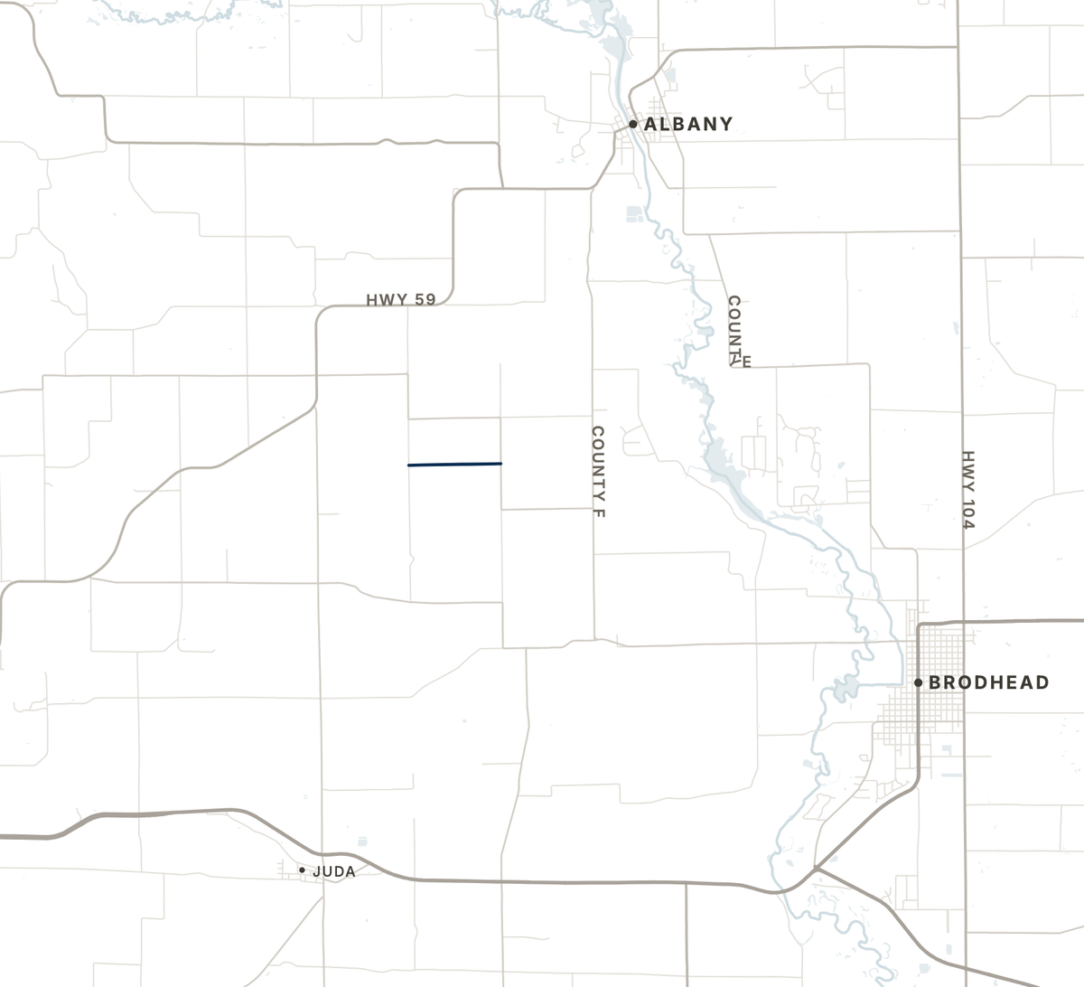 Map showing Riemer Provisions northwest of Brodhead, Wisconsin
